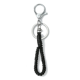 Woven Nylon Keychains, with Iron Alloy Lobster Claw Clasp