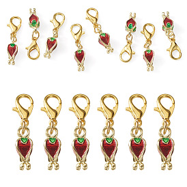 10 Décorations pendentif tulipe en alliage émaillé (pièces), avec fermoir pince de homard, or