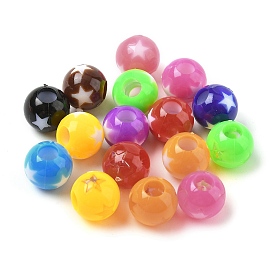 Непрозрачные акриловые бусины, круглая со звездой