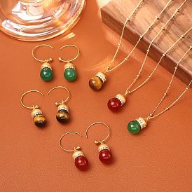 Серьги-подвески с драгоценными камнями, латунью и кубическим цирконием, Горлянка, золотые