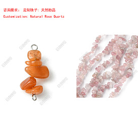 Breloques de connecteur en perles de pierres précieuses, avec 304 boucles doubles en acier inoxydable, couleur inox
