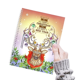 Deer DIY Diamond Painting Notbook Kit, Including Resin Rhinestones Bag, Diamond Tool