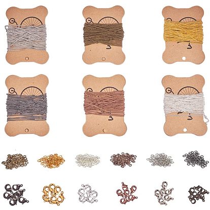 Ожерелье делая, с железными витыми цепями с бордюром, латунные застежки в виде когтей лобстера и железные открытые прыжковые кольца