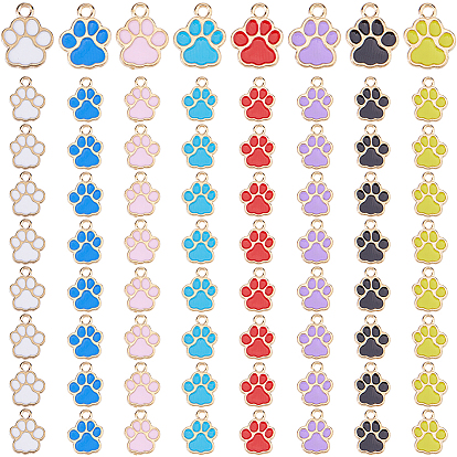 120 шт 8 цвета сплава эмаль подвески, лапы печатать прелести, золотые