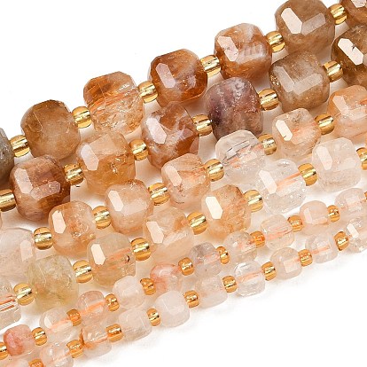 Нагретые нити из натуральных цитриновых бусин, граненые настольные бусины в форме куба, с бисером