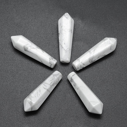 Natural Howlite Pointed Beads, Healing Stones, Reiki Energy Balancing Meditation Therapy Wand, Bullet, Undrilled/No Hole Beads