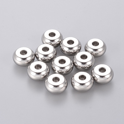 304 Stainless Steel Beads, Rondelle, 10x5mm, Hole: 3mm