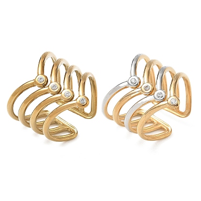 Anillos abiertos multicapa de acero inoxidable con micro circonitas cúbicas para mujer