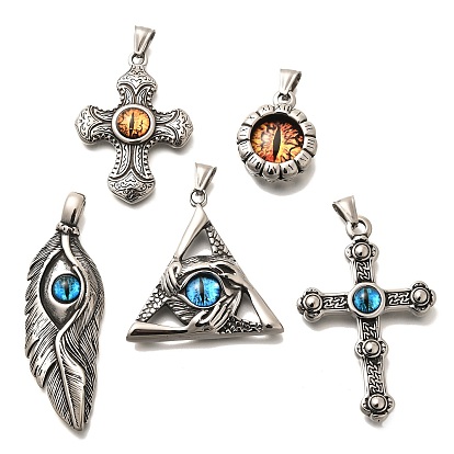 304 подвески из нержавеющей стали, со стеклянной бусиной в форме глаза