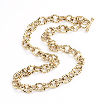 304 Stainless Steel Cable Chains Necklaces, with Toggle Clasps