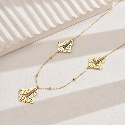 201 Женские геометрические ожерелья-нагрудники с полыми цветами из нержавеющей стали, идеально подходит для подарков и вечеринок