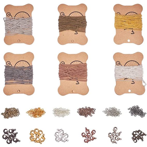 Ожерелье делая, с железными витыми цепями с бордюром, латунные застежки в виде когтей лобстера и железные открытые прыжковые кольца