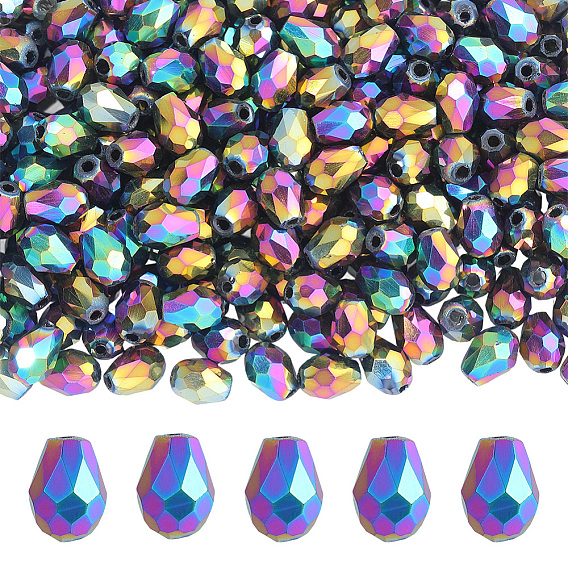 325 шт гальванические стеклянные бусины нити, граненые, слеза
