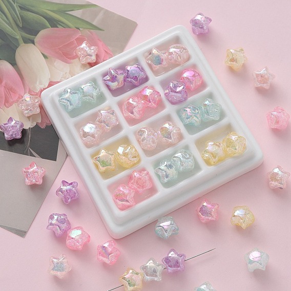 Прозрачных бусин акриловые треск, звезда, с покрытием AB цвета