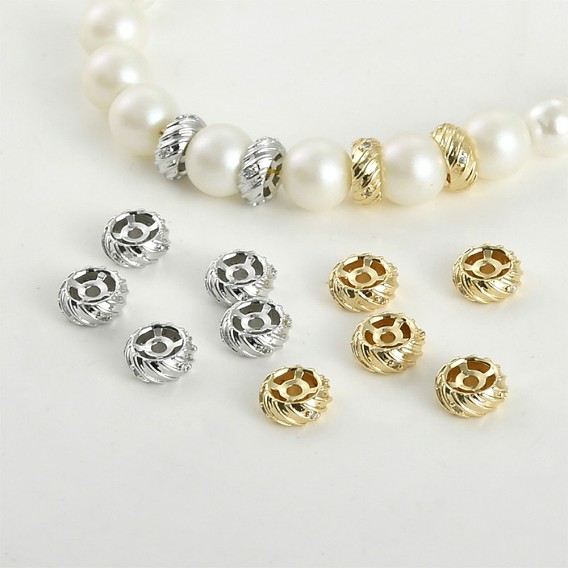 Латунные микропаве прозрачные кубики из циркония, без кадмия, без никеля и без свинца, рондель