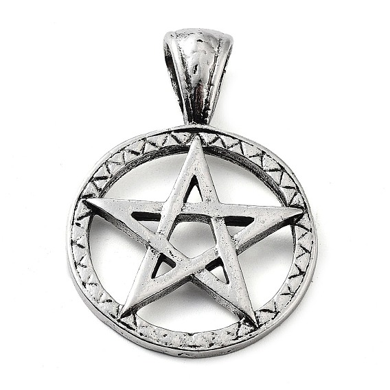 Tibetan Style Alloy Pendants, Round Ring with Star