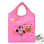 Owl Pattern Eco-Friendly Polyester Grocery Shopping Bag, Foldable Shopping Tote Bags, with Bag Handle