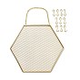 Iron Grid Shape Wall Mount Earring Display, Hanging Jewelry Organizer, for Earrings & Necklaces & Bracelets, Hexagon