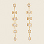 304 Stainless Steel Cubic Zirconia Stud Dangle Earrings for Women, Rectangle & Square & Teardrop
