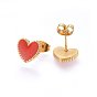 304 Stainless Steel Jewelry Sets, Pendant Necklaces & Stud Earrings & Bracelets, with Enamel, Heart
