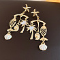 Boucles d'oreilles chandelier en acier inoxydable émaillé, poisson avec arbre, or