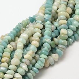 Pépites d'amazonite naturelles brins de perles, 7~9x7~9mm, Trou: 1mm, Environ 72~83 pcs/chapelet, 15.7 pouce
