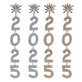 Латунь горный хрусталь серьги, число 2025