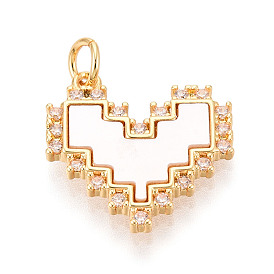 Латунные микропаве прозрачные подвески с фианитом, без кадмия и без свинца, с оболочкой, сердце, с целью перехода в кольце