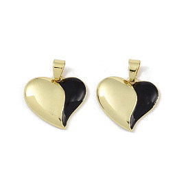 Brass Pendants, with Enamel,  Heart Charm, Real 18K Gold Plated