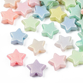 Spray Painted Frosted Opaque Acrylic Beads, Star