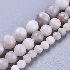 Naturelles agate perles blanches de brins, ronde