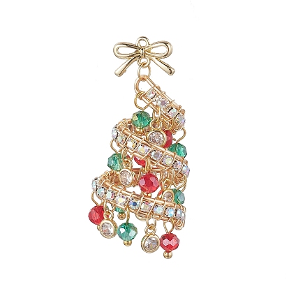 Стеклянные подвески, елка с бантом, с медной проволокой и сплавом, граненые