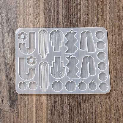 DIY Bohemian Style Geometrical Pendants Silicone Molds, Resin Casting Molds, for UV Resin, Epoxy Resin Jewelry Making, Arch/Wave/Round