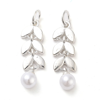 Подвески из искусственного жемчуга, с фурнитурой из сплава и соединительными кольцами, лист