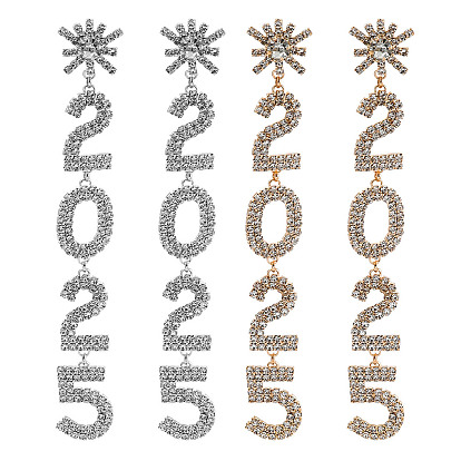 Латунь горный хрусталь серьги, число 2025