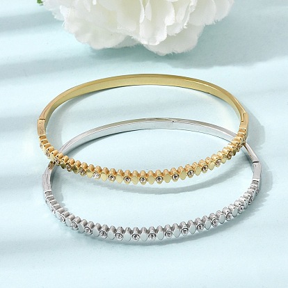 304 Bracelets manchettes articulés en acier inoxydable avec strass et cristal en forme d'œil de cheval pour femmes