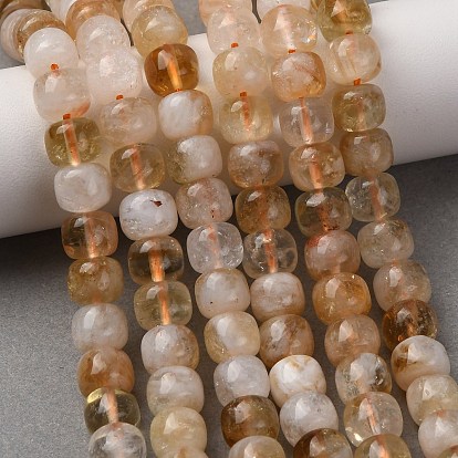 Heated Natural Citrine Beads Strands, Old Style Barrel Beads