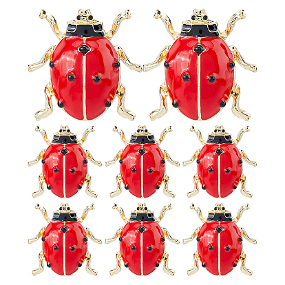8Штуки эмалированных значков в виде божьих коровок для рюкзака и одежды
