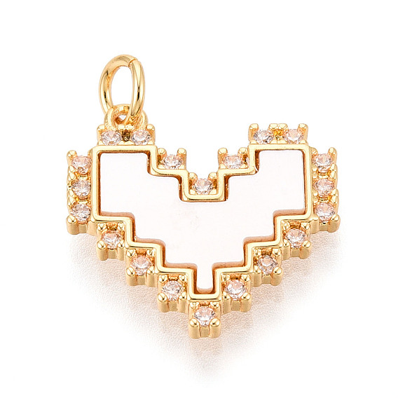Латунные микропаве прозрачные подвески с фианитом, без кадмия и без свинца, с оболочкой, сердце, с целью перехода в кольце