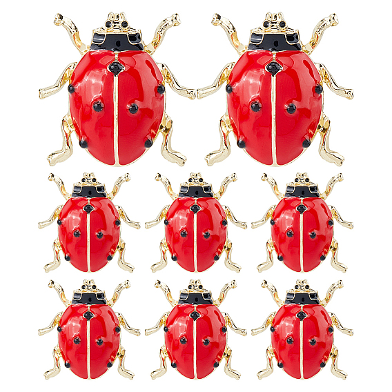 8Штуки эмалированных значков в виде божьих коровок для рюкзака и одежды