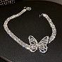 Elegant Butterfly Necklace with Delicate Sparkling Rhinestones - Unique Design, Graceful, Collarbone Chain.