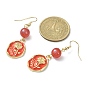 Valentine's Day Alloy Enamel Dangle Earrings with Brass Pins, Mixed Shapes