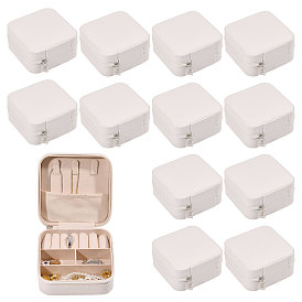 12 Lot de 4 étuis à bijoux carrés en similicuir doublés de velours, avec fermeture éclair, pour bracelets, , Des boucles d'oreilles