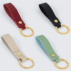 PU lychee pattern single-sided leather key chain personality car leather key chain accessories pendant