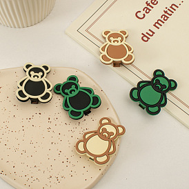Cute Cartoon Frosted Colorful Bear Hair Clip - Metal Hairpin for Girls