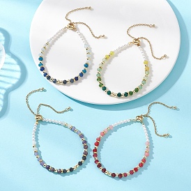 Регулируемые браслеты-слайдеры из окрашенного натурального малазийского нефрита, жемчуга из раковин и синтетического гематита для женщин., рондель, золотые