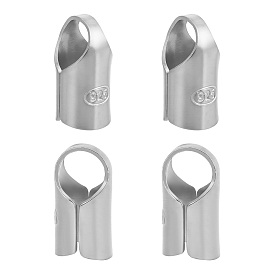 4piezas de extremos de cordón de plata esterlina con columna, tapas de los extremos, con paño de pulido plateado cuadrado de tela de gamuza 1pc