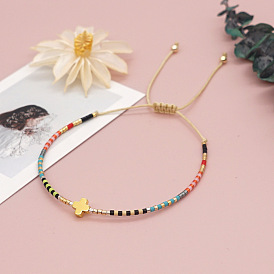 22 Years Bohemian Simple Rice Beads Handmade Rainbow Beaded Cross Versatile Stackable Bracelet