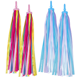 2 Pairs 2 Colors Kids Plastic Tassel Ribbon, Children Scooter Handlebar Bicycle Grips Ribbon