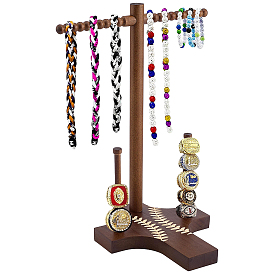 Baseball-T-förmiger Schmuckständer aus Holz für Halsketten, Armbänder und Ringe, Tisch-Schmuckorganizer